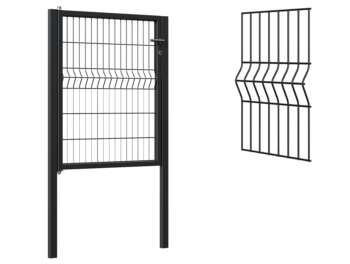 Welded Wire Pedestrian Gate with Posts Jet Black - 1140x900 mm (4'x3')